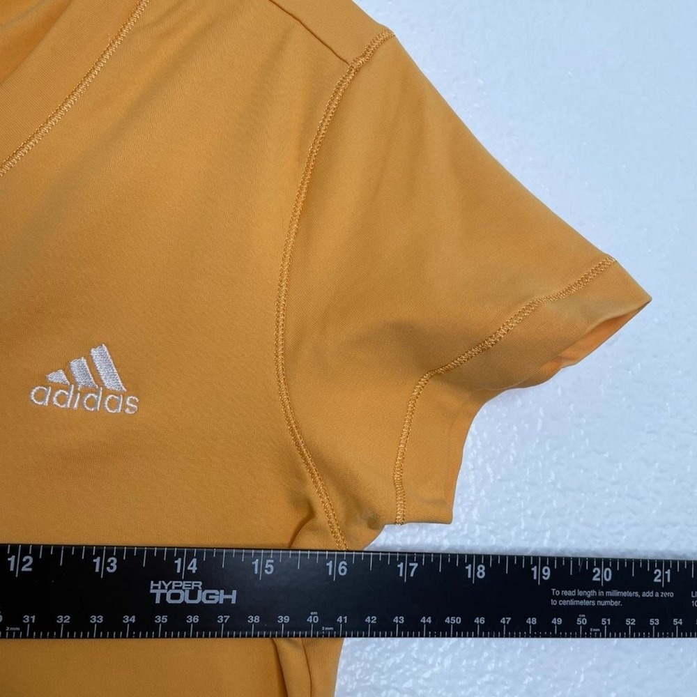 Adidas Climalite V-Neck Athletic T-Shirt Womens Medium Mustard Yellow Gold Sport - Picture 6 of 14